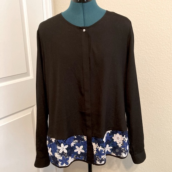 Calvin Klein long sleeve blouse with lace - Picture 1 of 5